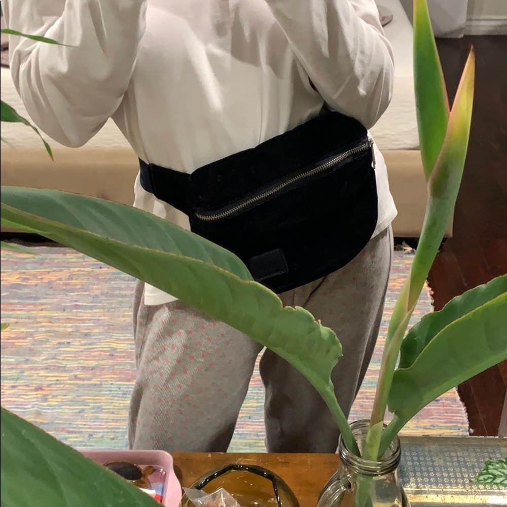 Herschel navy blue velvet fanny pack